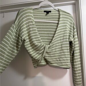 Forever 21 Sage and White Knit Top S